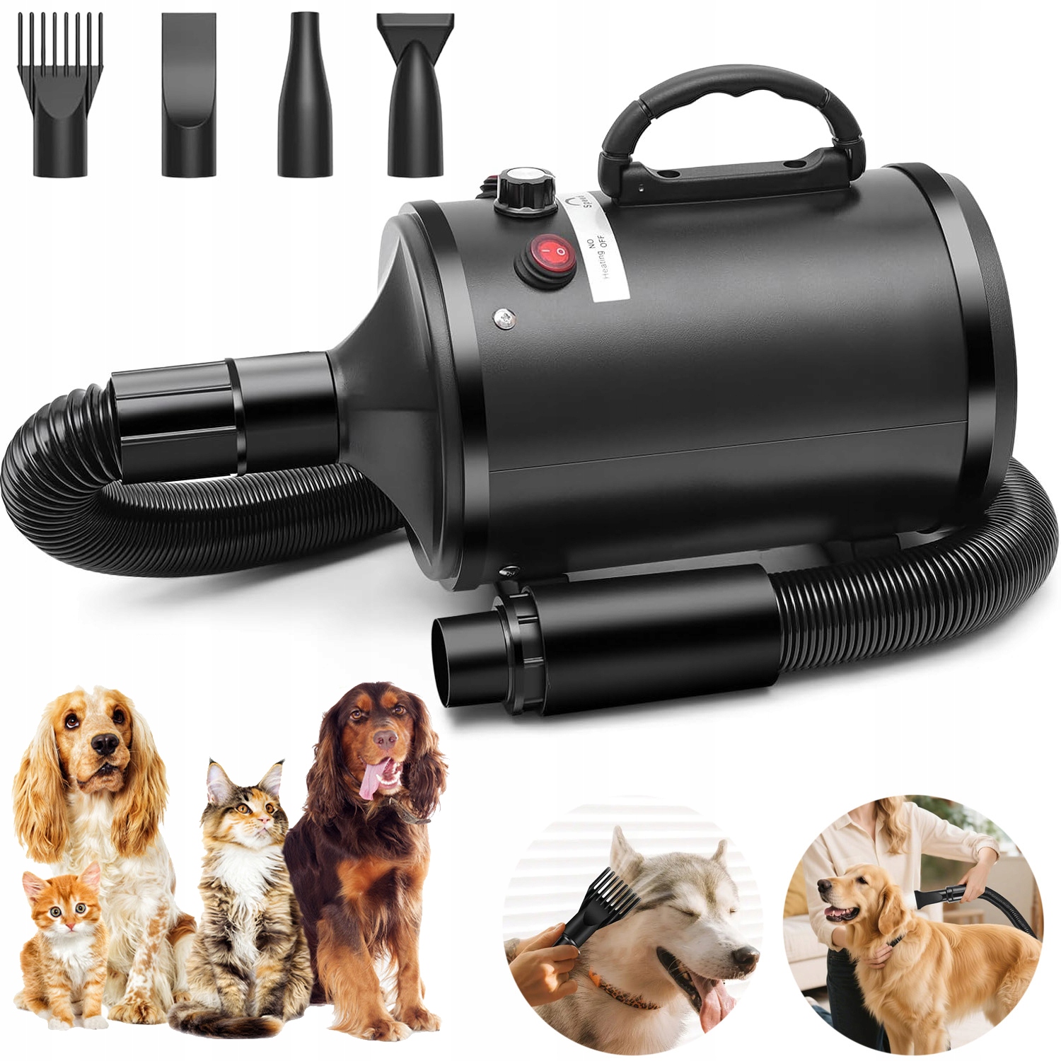 Výkonná Sušička Pro Psa 2800 W Profesionální 4 Trysky 3 Režimy 25 M/S-80 M/s