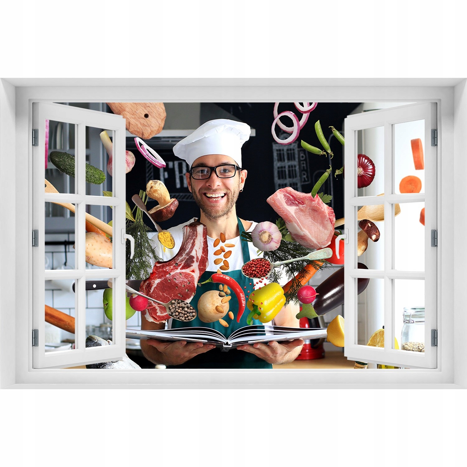 

Naklejka 3D Okno samoprzylepne Kucharz przepisy