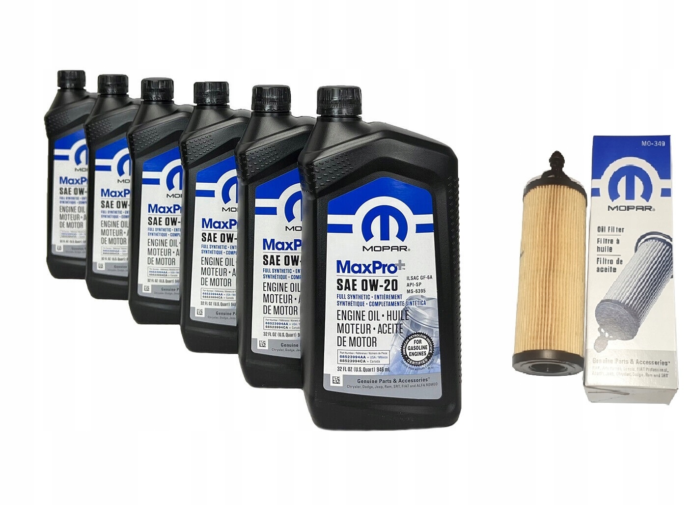 Motorový Olej Mopar 0v20 6L filter 3.6 Jeep 17->