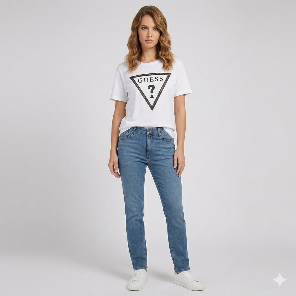 Guess Džíny rovné dlouhé modré z džínoviny 28/32 Gga