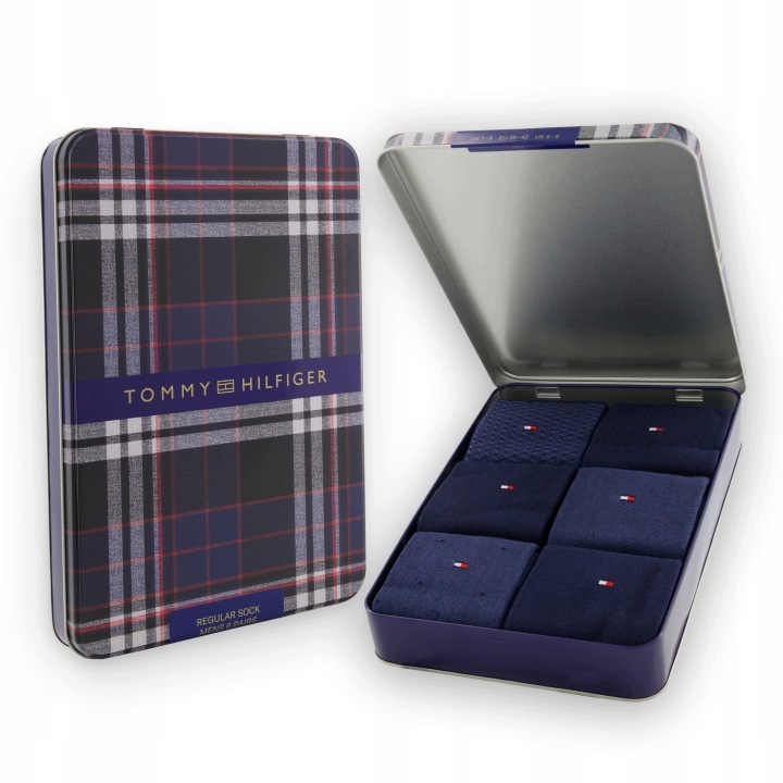 Ponožky Tommy Hilfiger Pánské 6 Párů Giftbox 6 Pak Dárek vel. 43-46 Námořnická Modrá