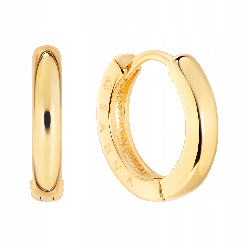 Kolczyki Pozłacane Koła Kółka Klasyczne 1,3 cm Srebro 925 Sadva