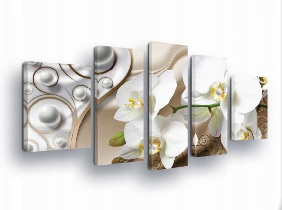 Obraz 170x100 Biele Orchidey modulárny elegancia pokoj kvetinový motív