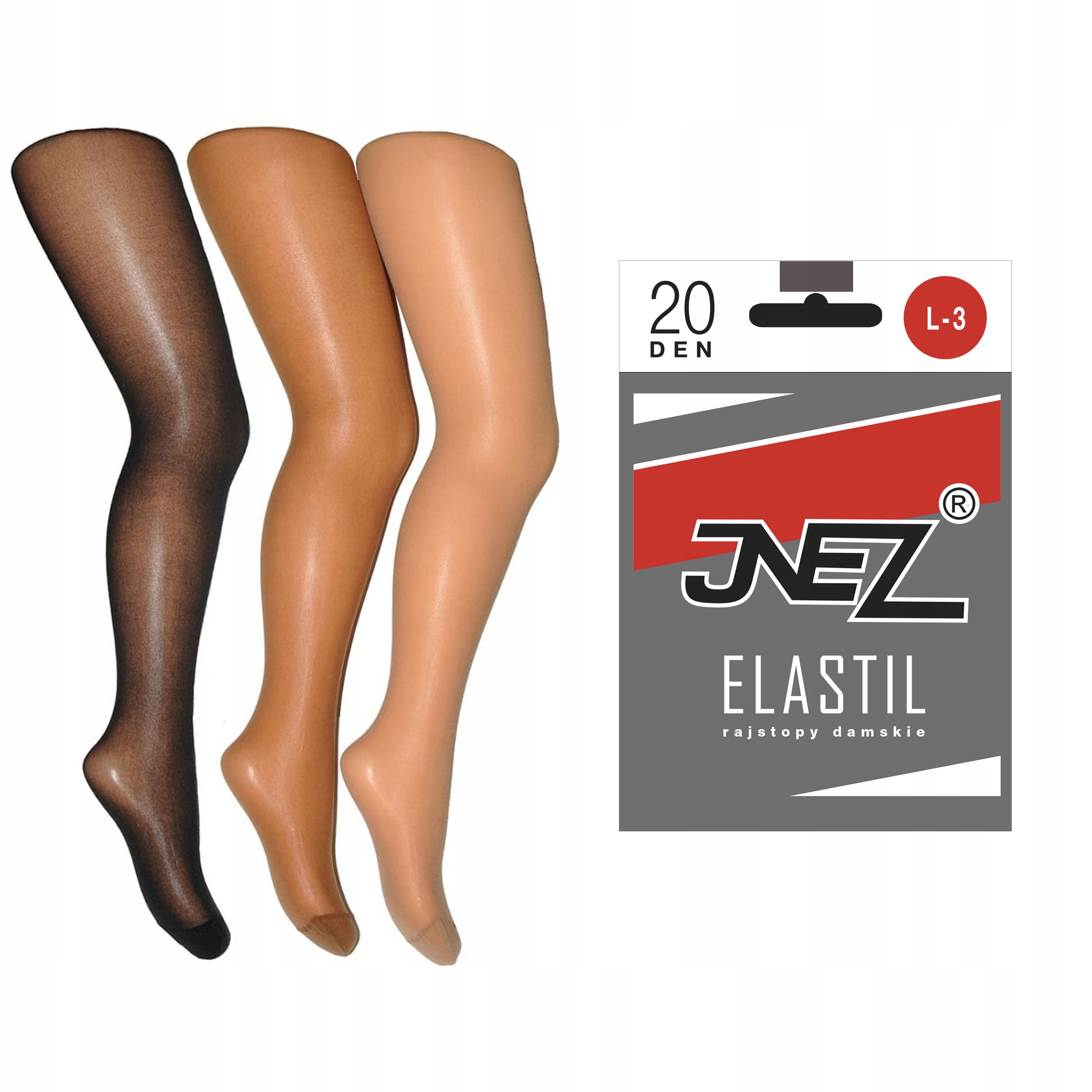 

Inez rajstopy gładkie Elastil 20 den grafit 3-L