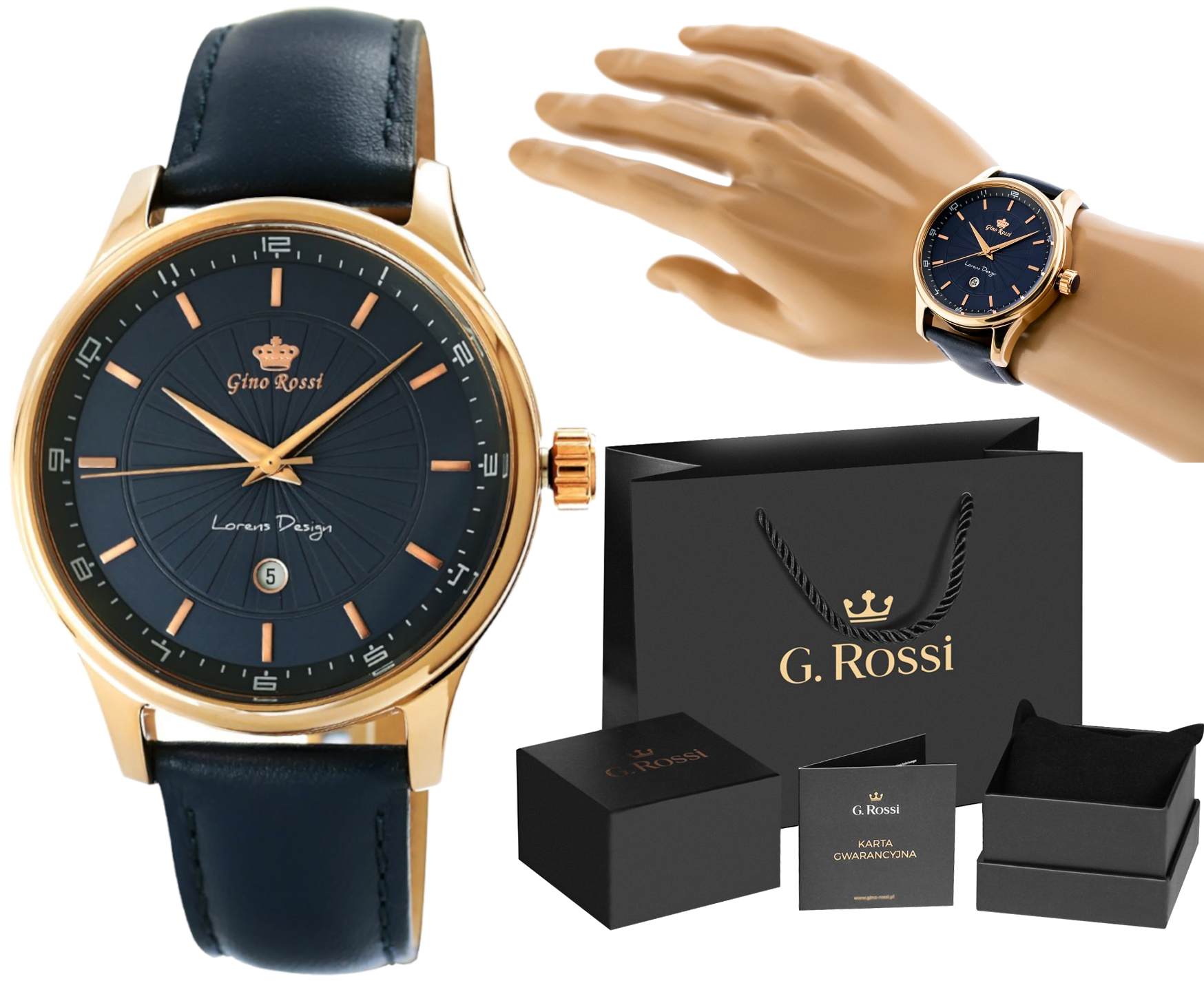 

Elegancki Zegarek Męski G. Rossi Pasek + Pudełko