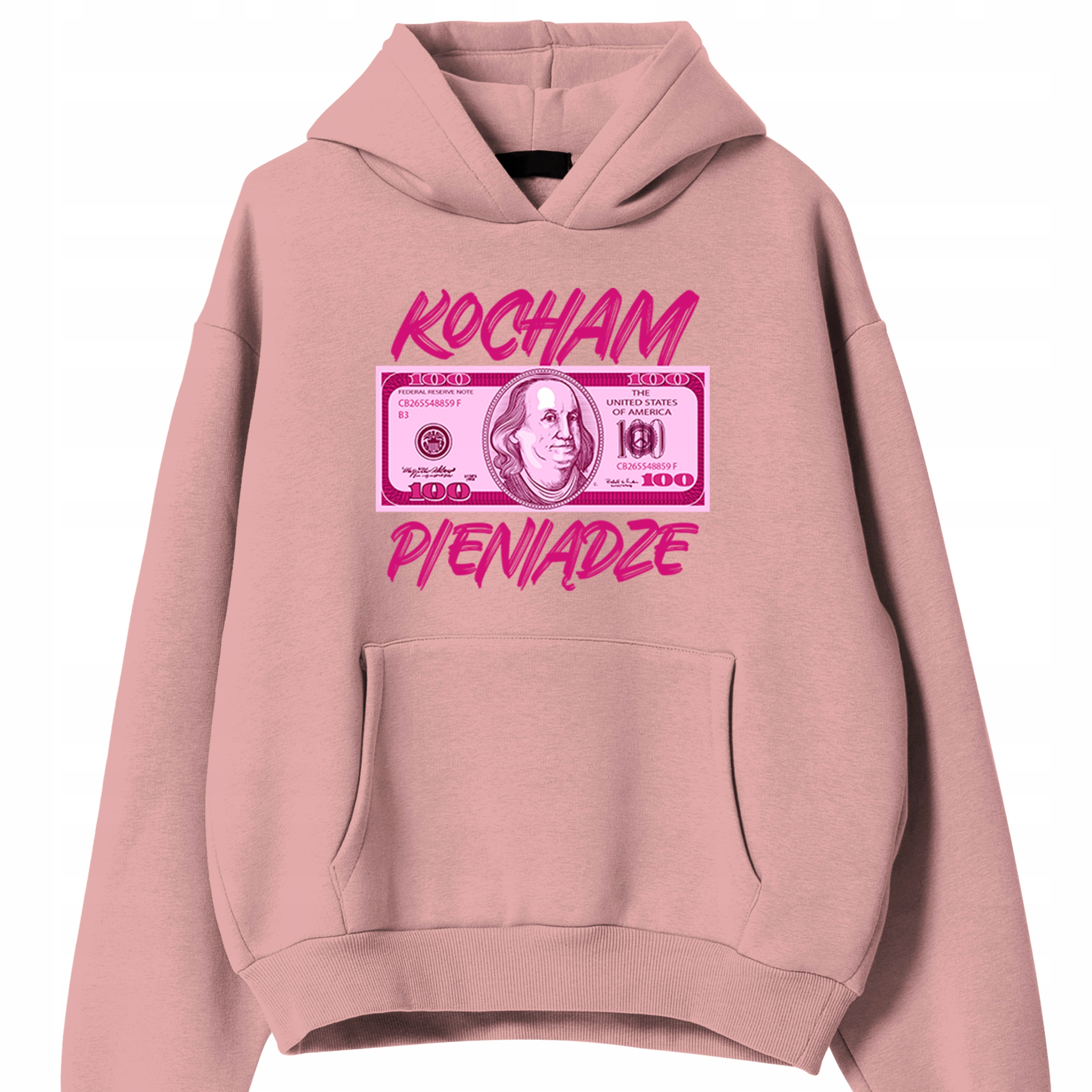 Mikina Růžová S Kapucí Na Dárek Jaro Miluji Peníze Money S