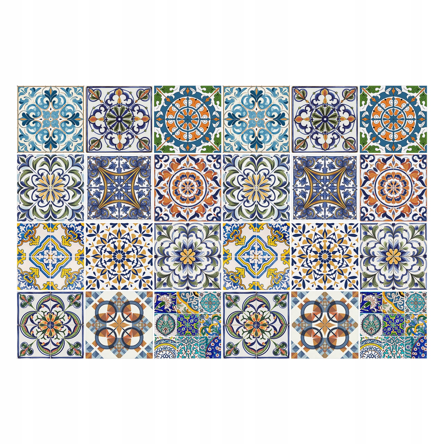 Samolepky na dlaždice Keramická mozaika s ornamenty 24 ks 20 x 20 cm