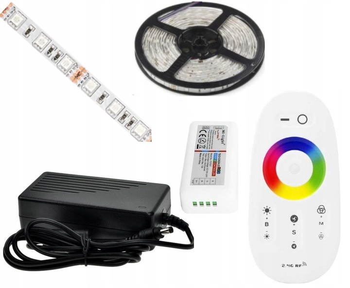 ZESTAW 4m TASMA LED RGB 5050 PILOT DOTYKOWY ZASILACZ (5907195413835 ...