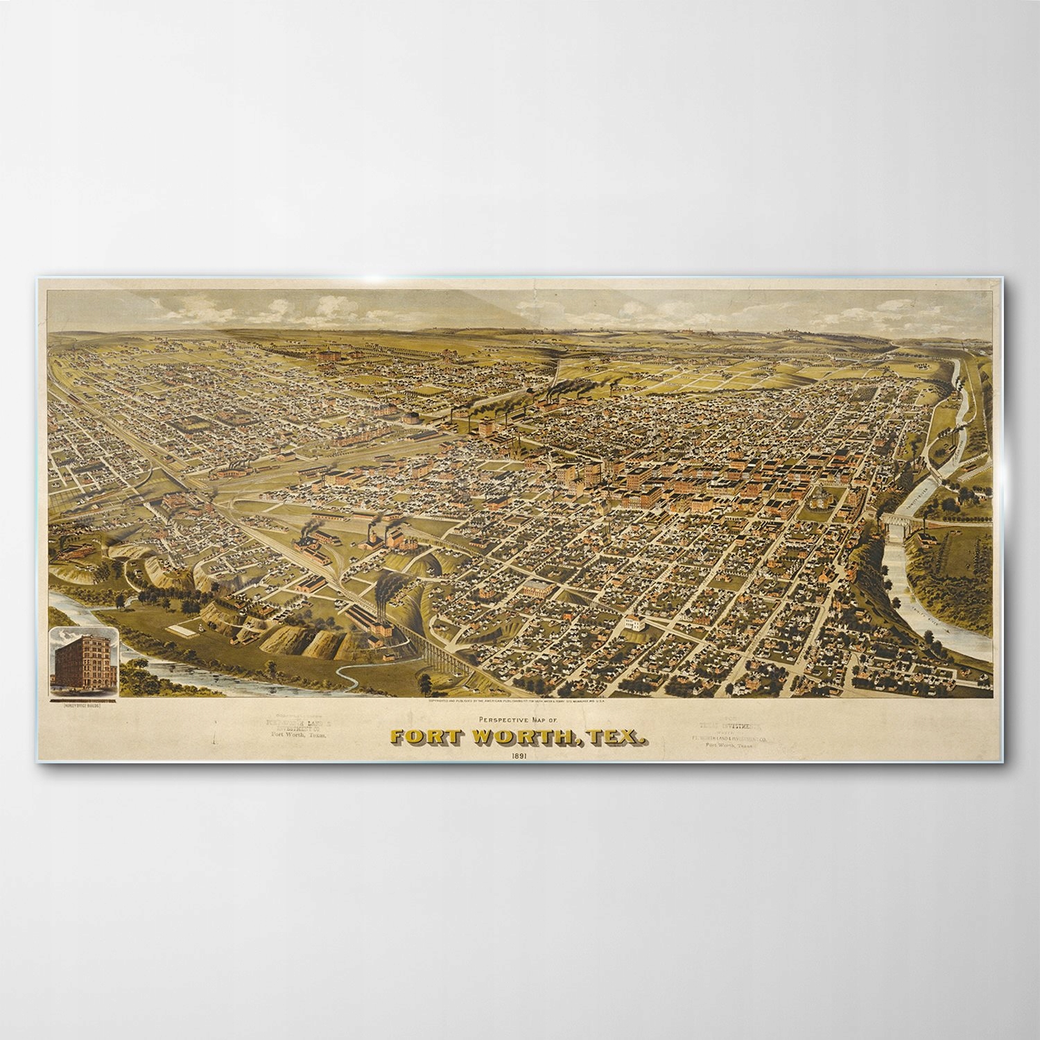 

Hartowany Obraz Szklany Mapa Texas Vintage 100x50