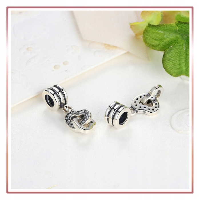 Charms ZŁĄCZONE MIŁOSNE SERCA zawieszka S925 Marka A.R. Silver