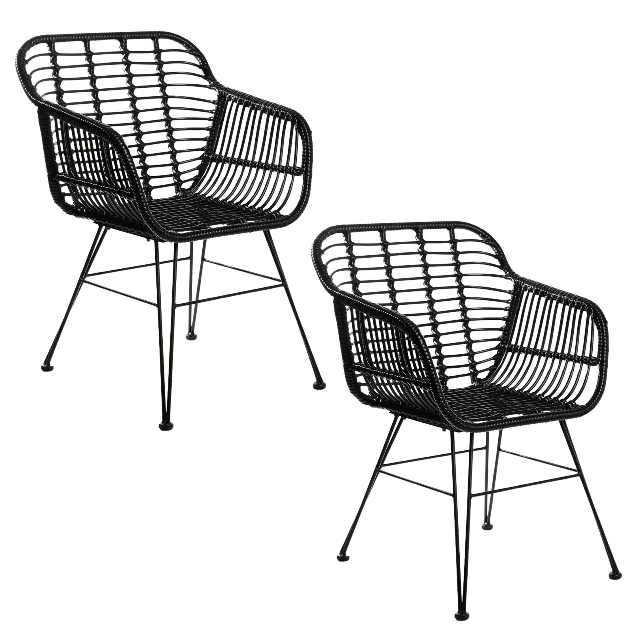 Zestaw 2x Krzesło Jardin plecione rattanowe ogród salon 57x62x81 cm Homla