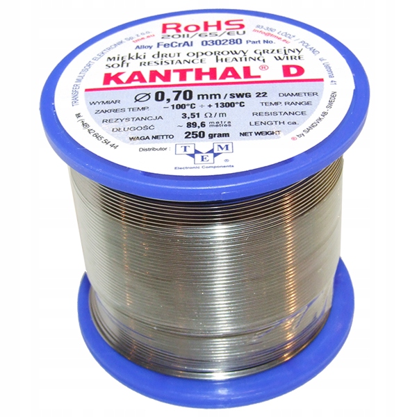 Odporový drôt KANTHAL D ⌀ 0,70mm Hmotnosť: 250g