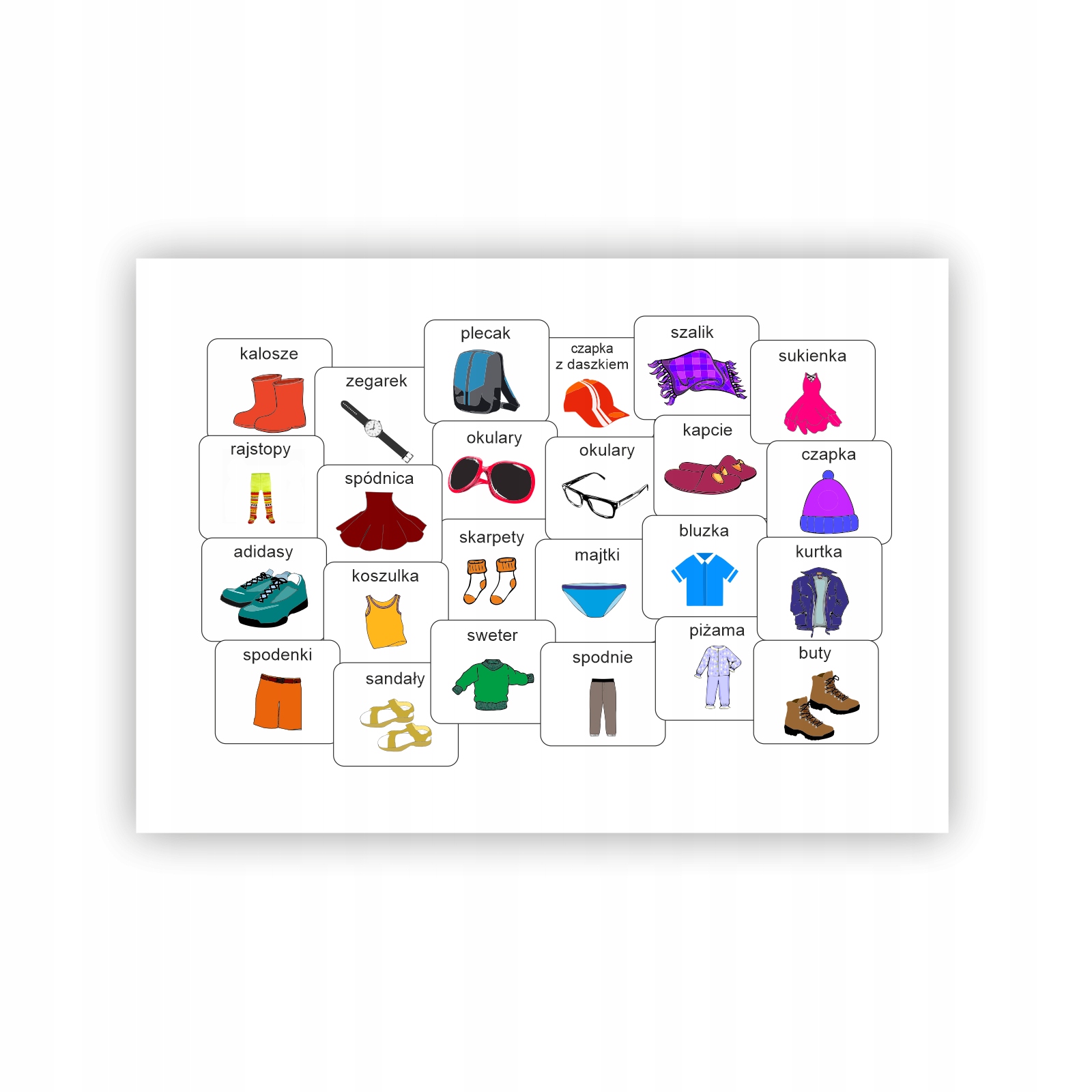 Ubrania akcesoria piktogramy autyzm logopedia