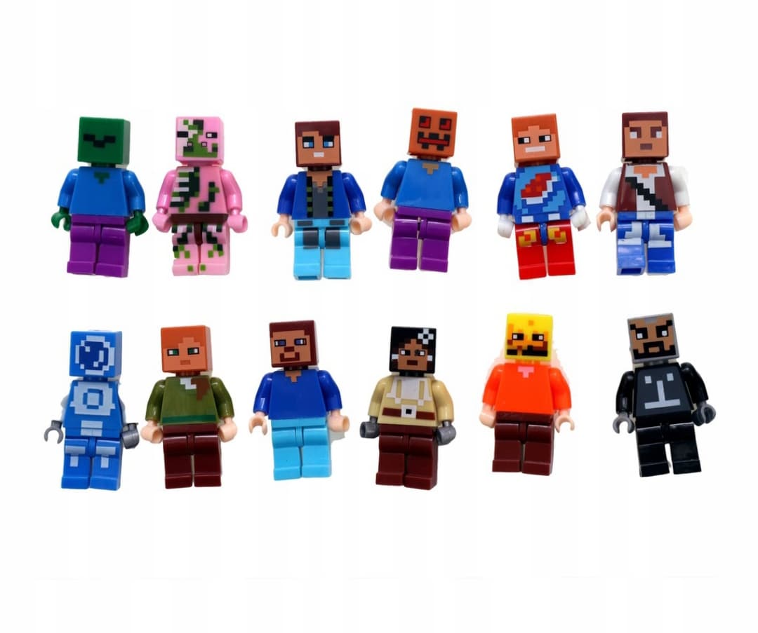 FIGURKI MINECRAFT ZESTAW 12 SZTUK AKCESORIA Tematyka, motyw Minecraft