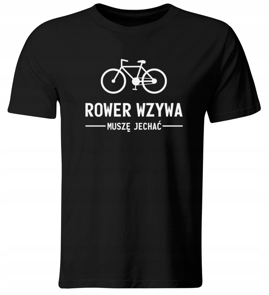 KOSZULKA ROWER WZYWA, MUSZĘ JECHAĆ. KOSZULKA Z NADRUKIEM, CZARNA, ROZ. S