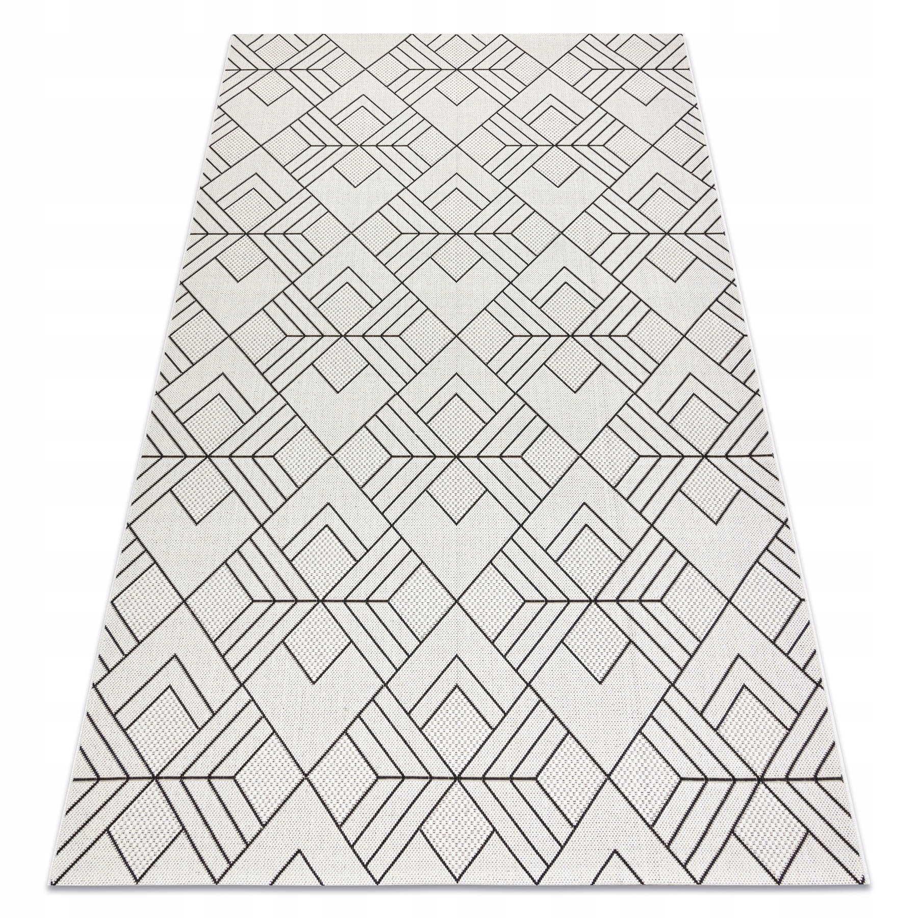 Dywan Płaskotkany Salon Taras Kwadraty romby geometryczny krem 200x290 cm