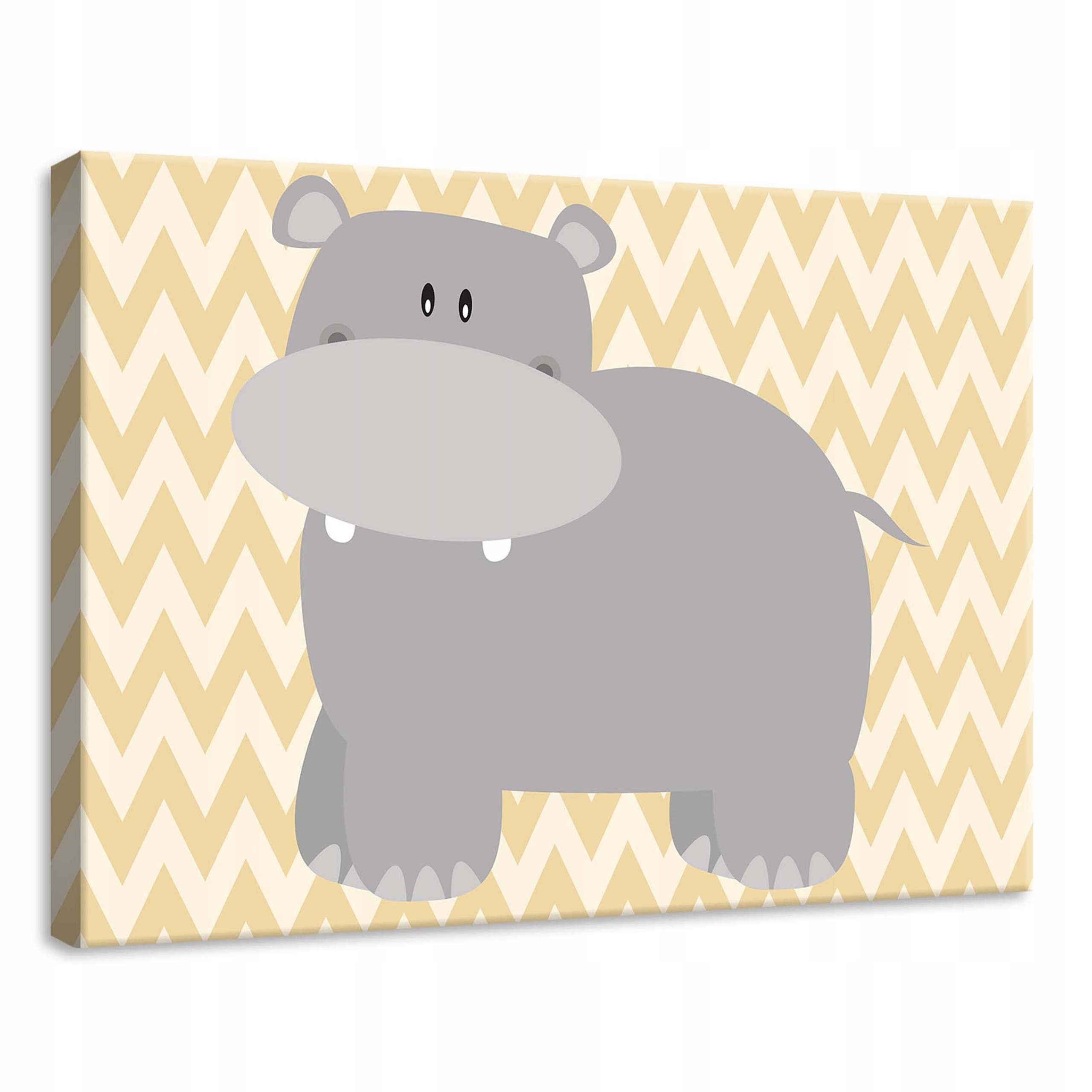 Obraz 70x50 Hroch kreslený dětský sladký, jednoduchý, dekorativní