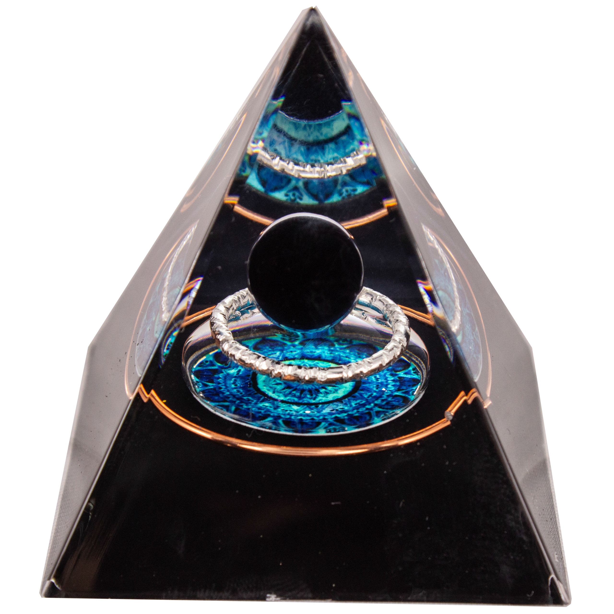 Pyramida Orgonit Obsydian Pryskyřice Uzemnění Feng Shui Meditace 5 cm