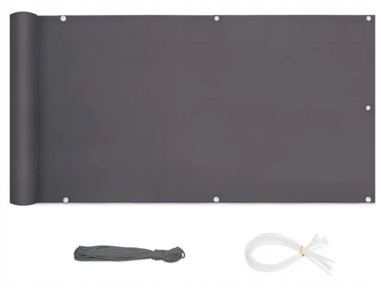 Osłona Mata Balkonowa 90 x 500 CM Antracyt Na Balkon Taras 160G/M2