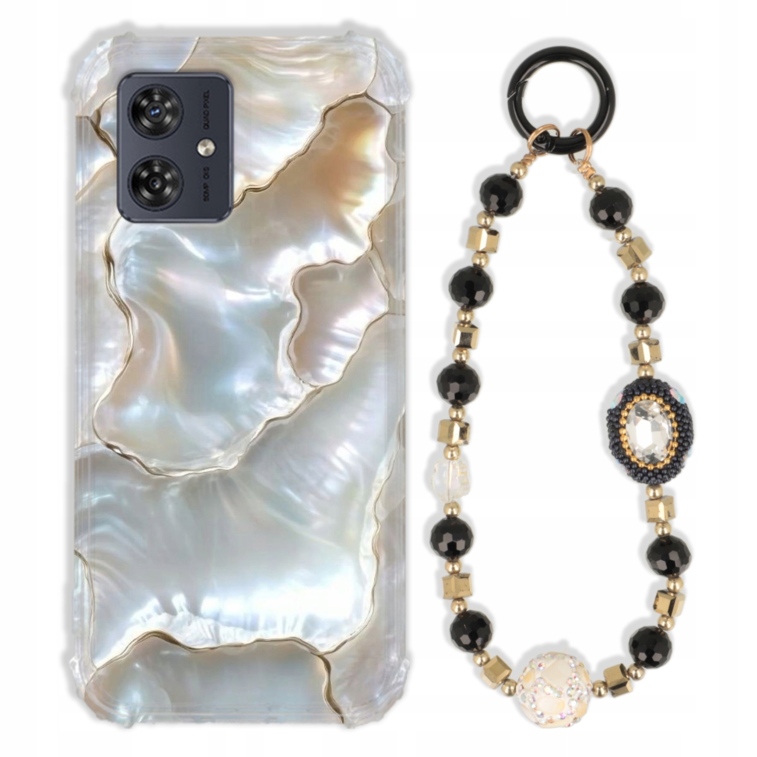 Puzdro Na Motorola G54 5G Antishock Zirkóny Čierno Zlaté Odolné| Silné