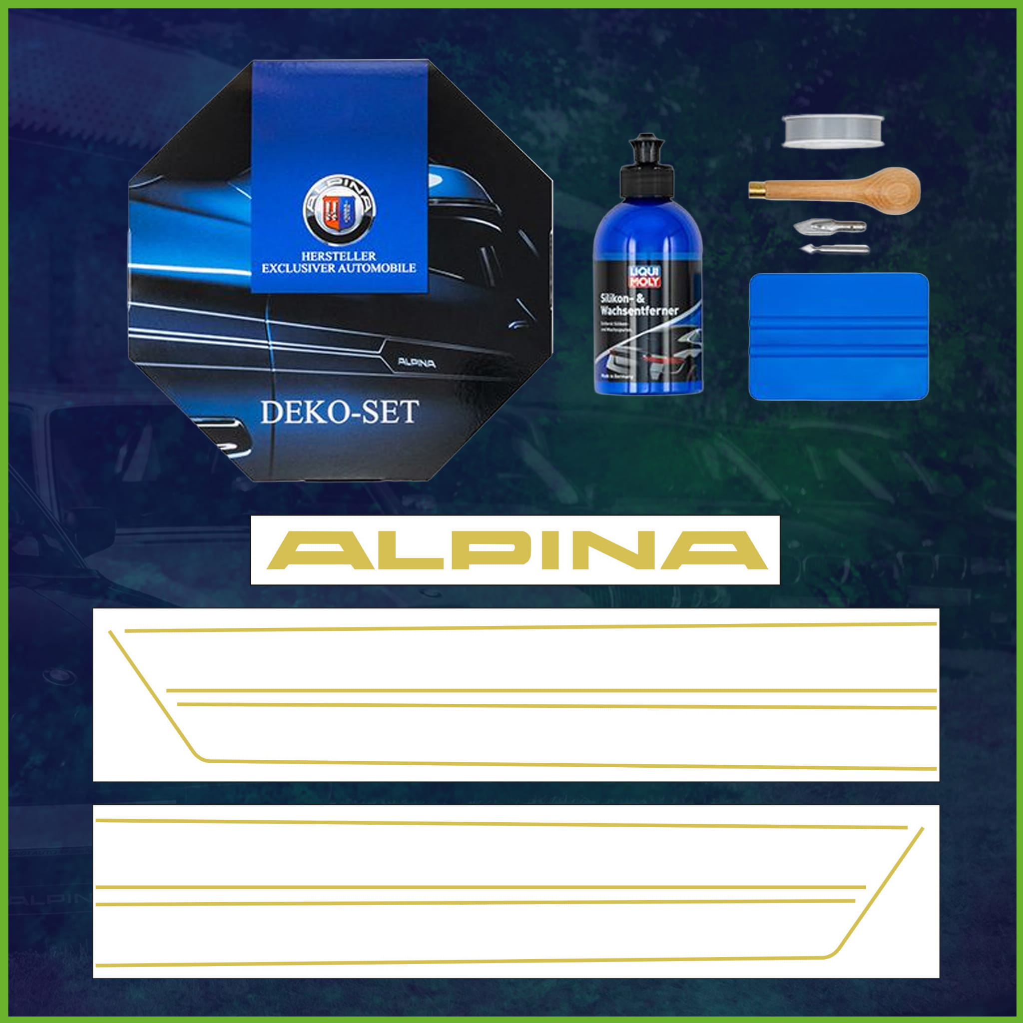 Zlatý set deko Alpina – pre predný spojler Bmw série 7 F01/F02