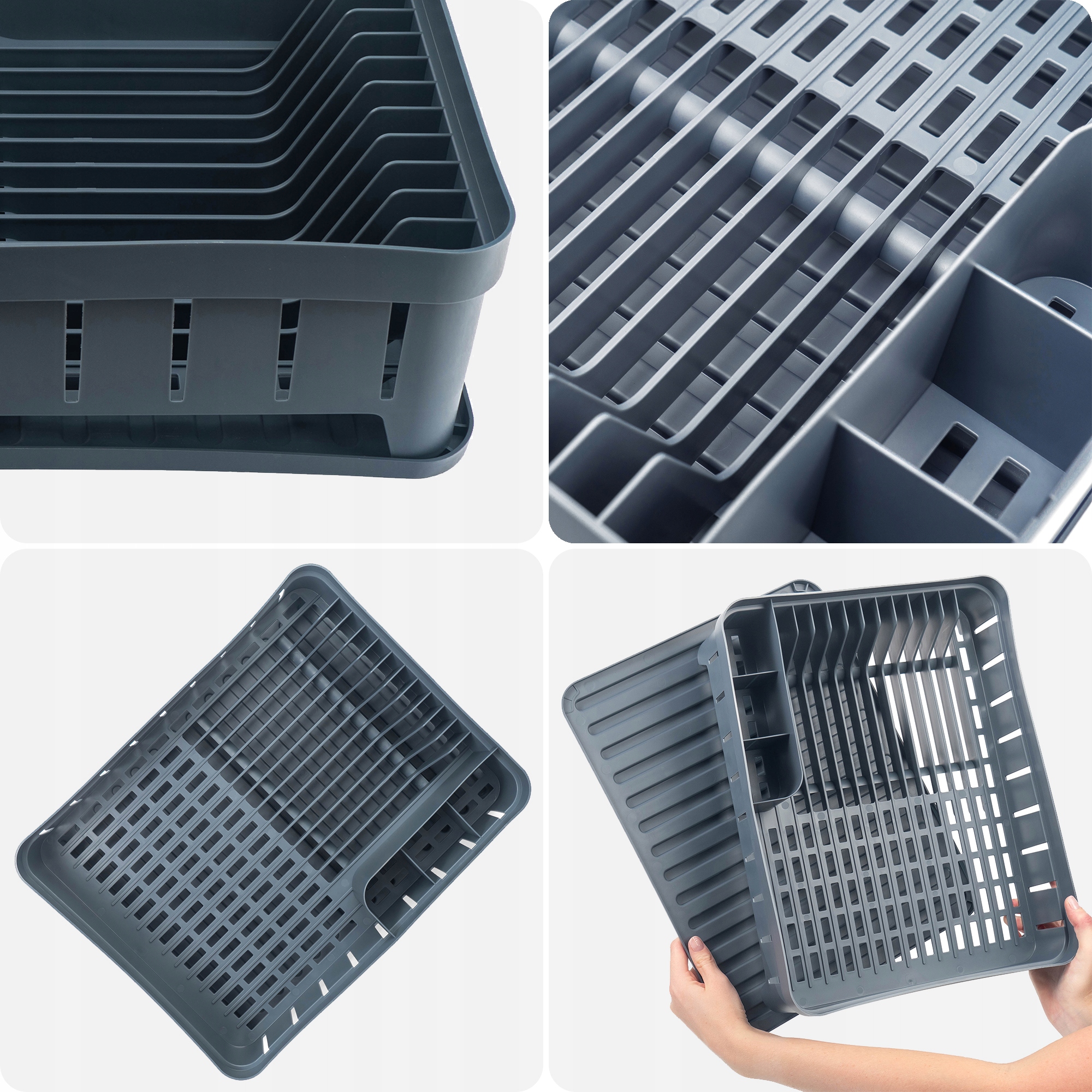 SUSZARKA DO NACZYŃ Z OCIEKACZEM JEDNOPOZIOMOWA CIEMNY POPIEL Kolor szary