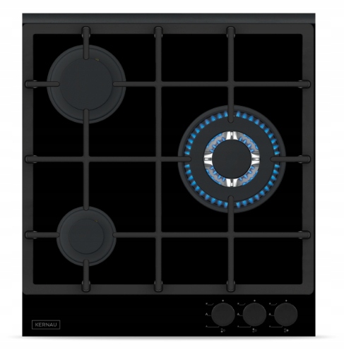 Plynová varná deska Kernau KGH4346.1TCIB černá sklo 45 cm, úzký litinový rošt