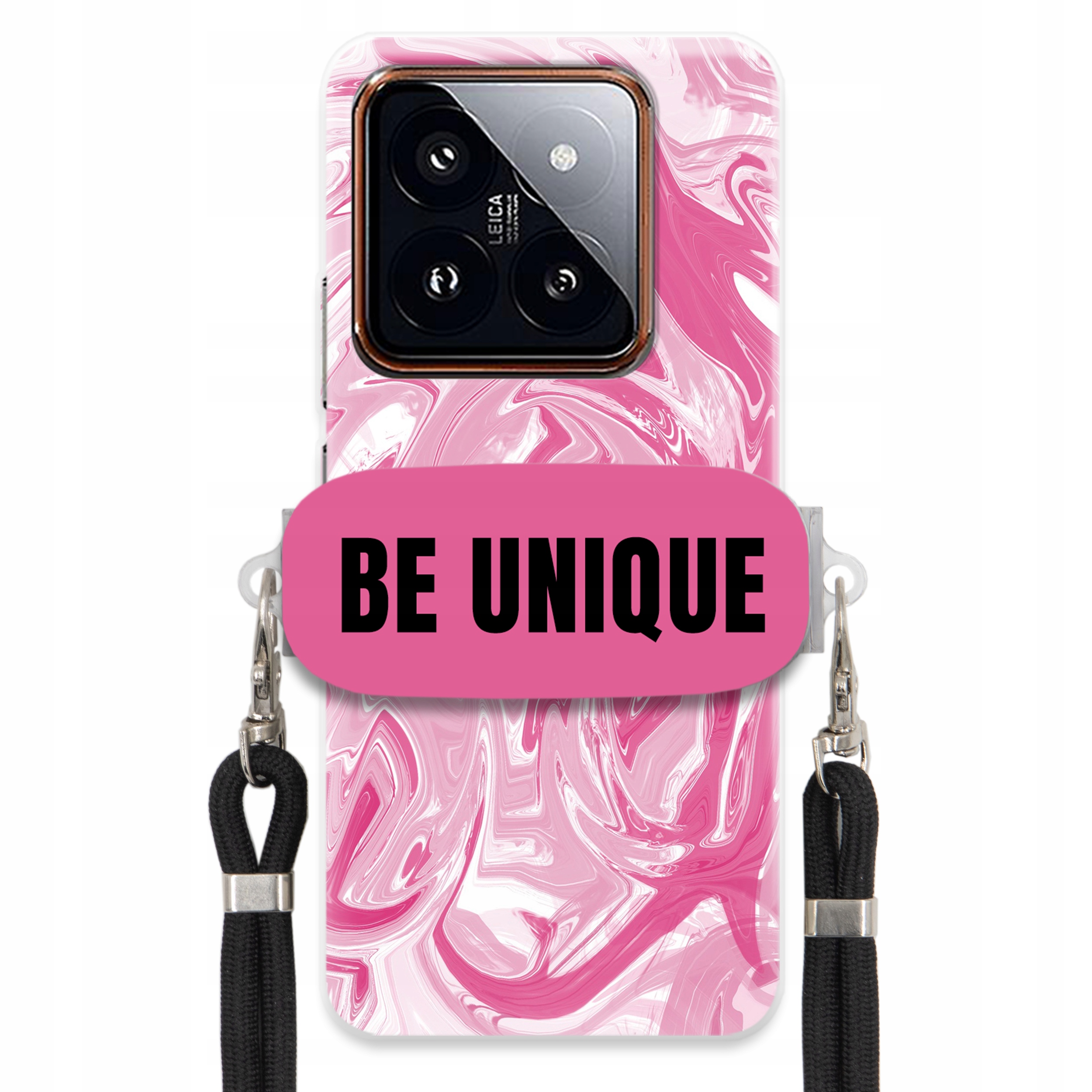 Puzdro pre Xiaomi 14 Pro Case držiak na šnúrku Čierna Ružová Mramor Be Unique