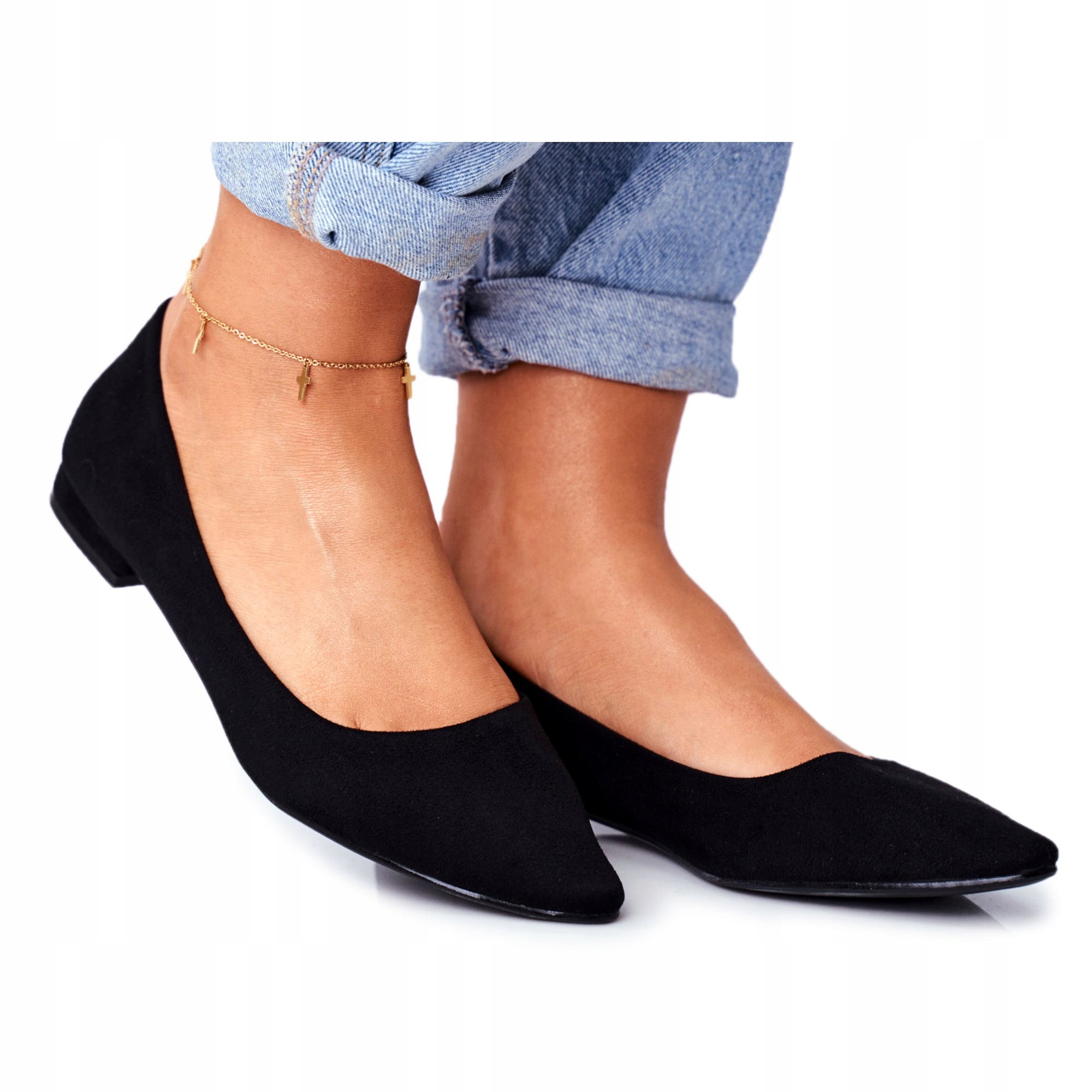 

Czarne Skóra ekologiczna Buty Baleriny Eve r.37
