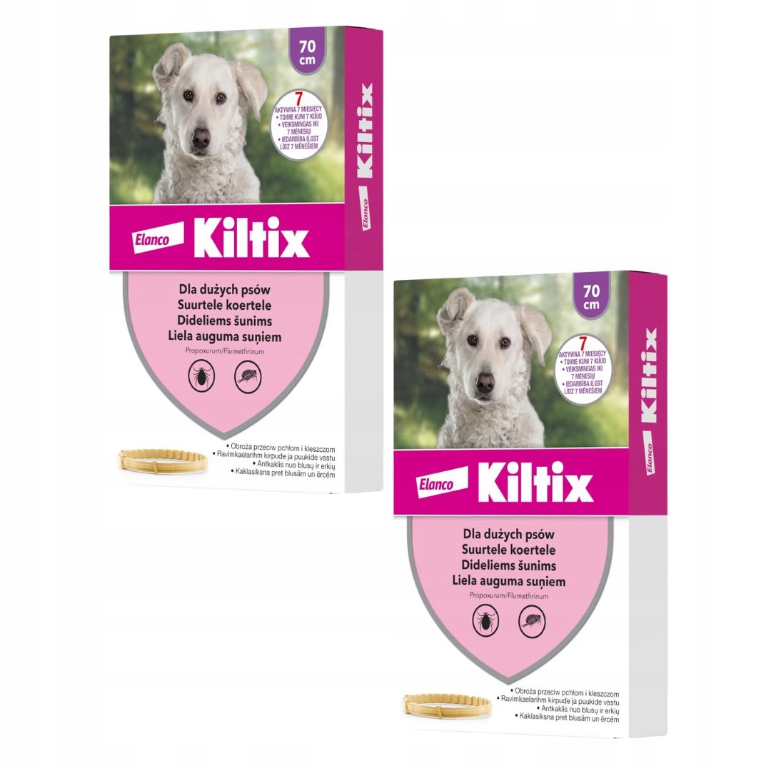 Elanco Obroża kiltix dla dużych psów na kleszcze 70 cm 2 sztuki