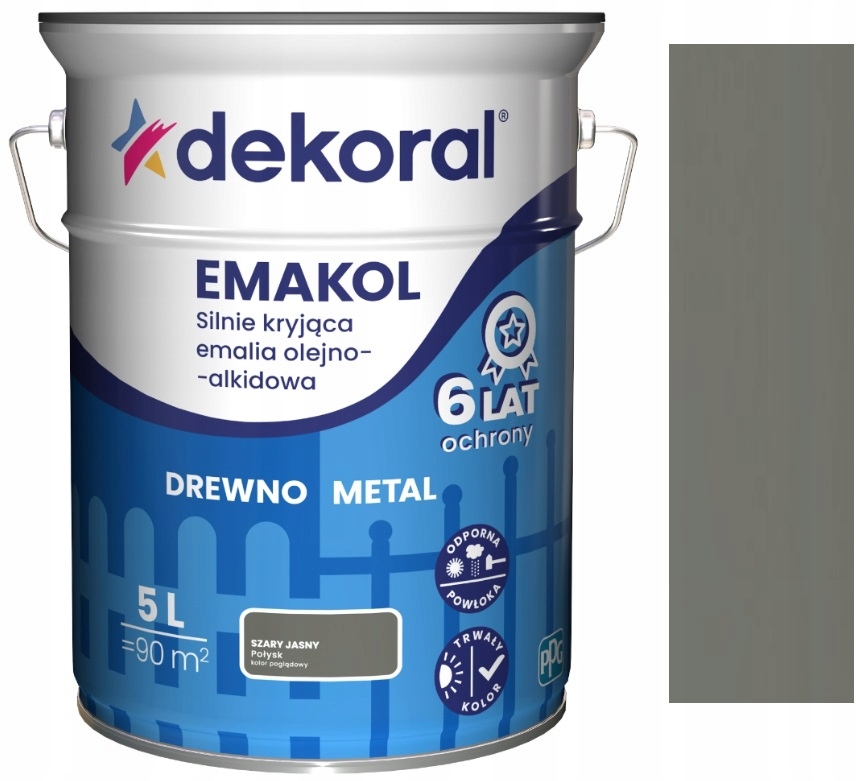 Emakol Strong Do Drewna I Metalu Szary Jasny 5L