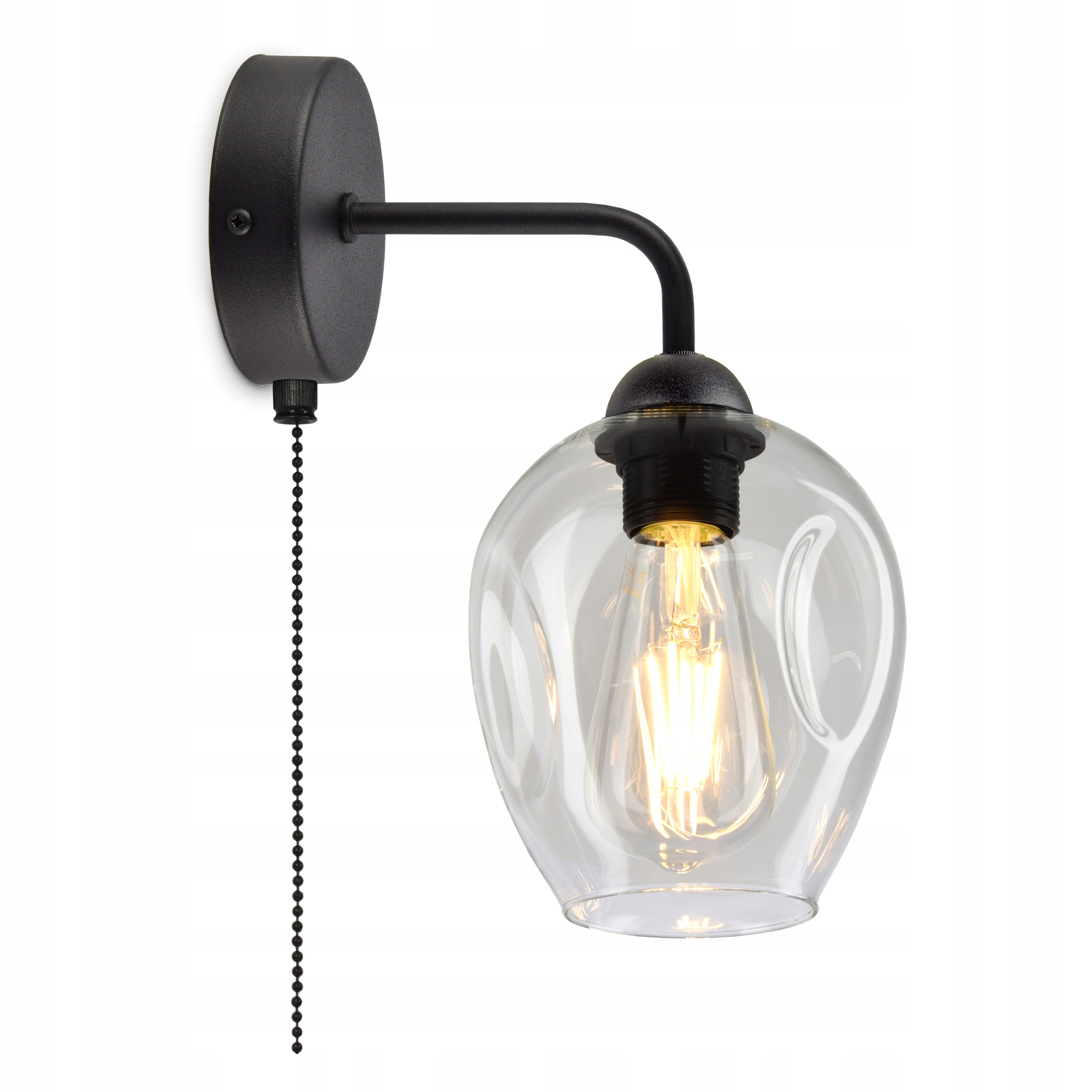 

Lampa Ścienna Kinkiet Włącznik Klosz Transparent