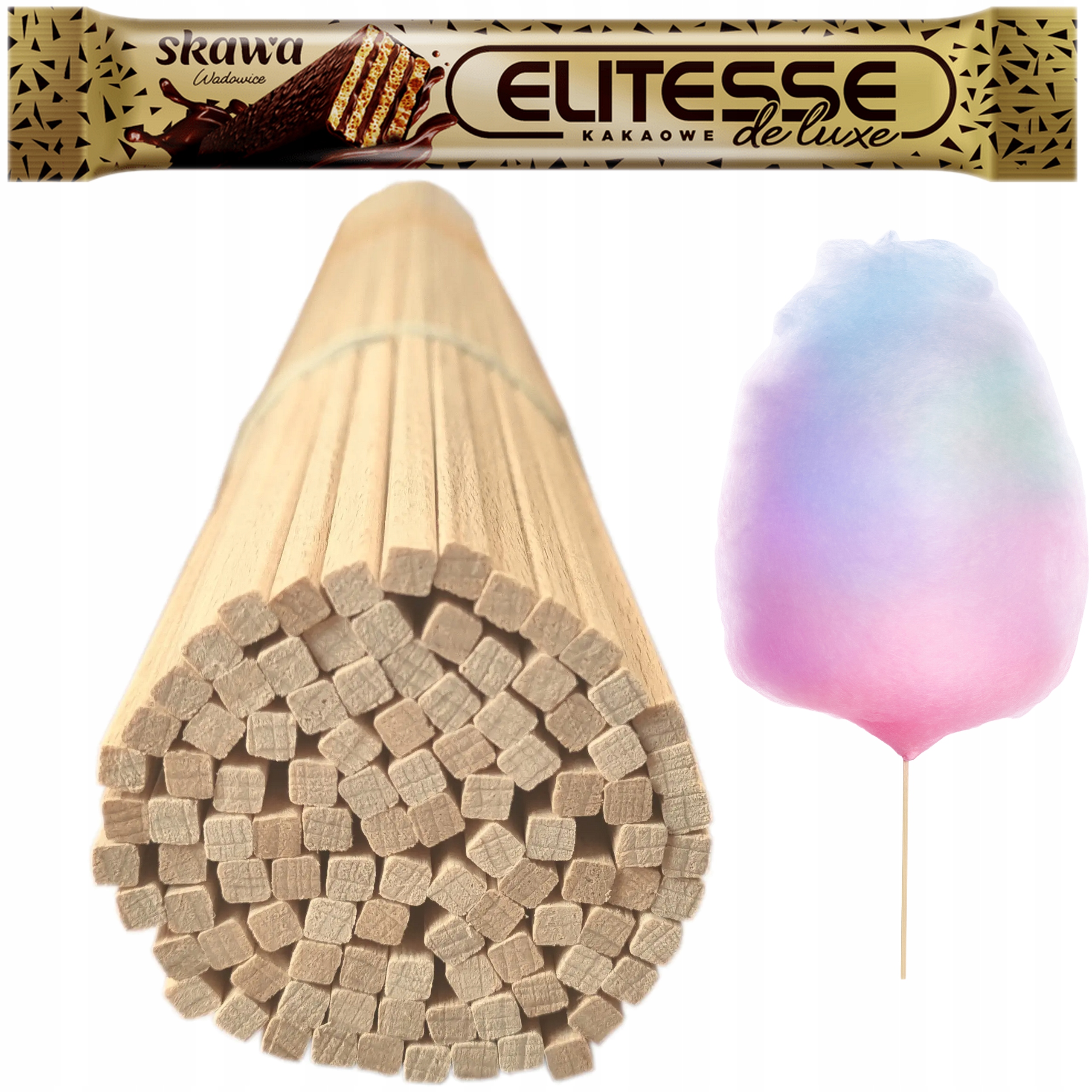 Tyčinky na cukrovou vatu 600 kusů 30 cm Bukové Čtvercové Ekologické!