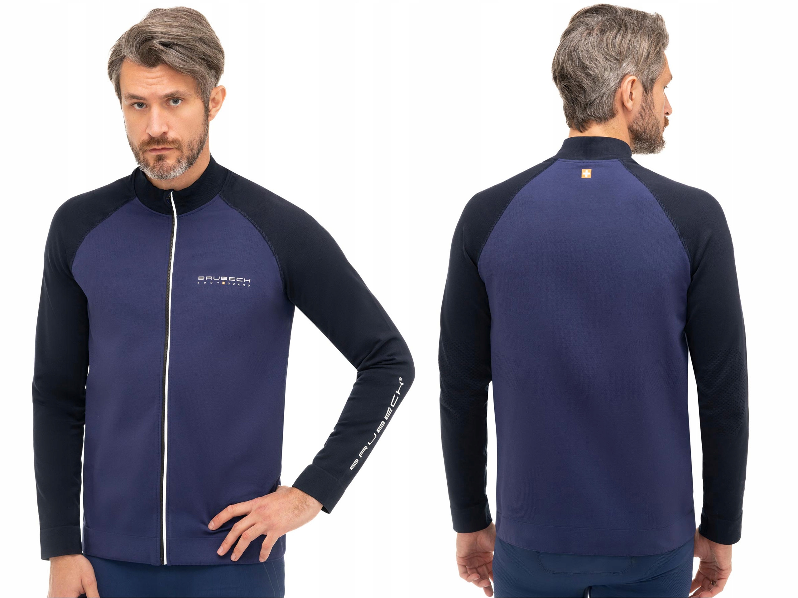 Bluza męska rower na zamek Brubeck Athletic Thermo nieb/gra XXL