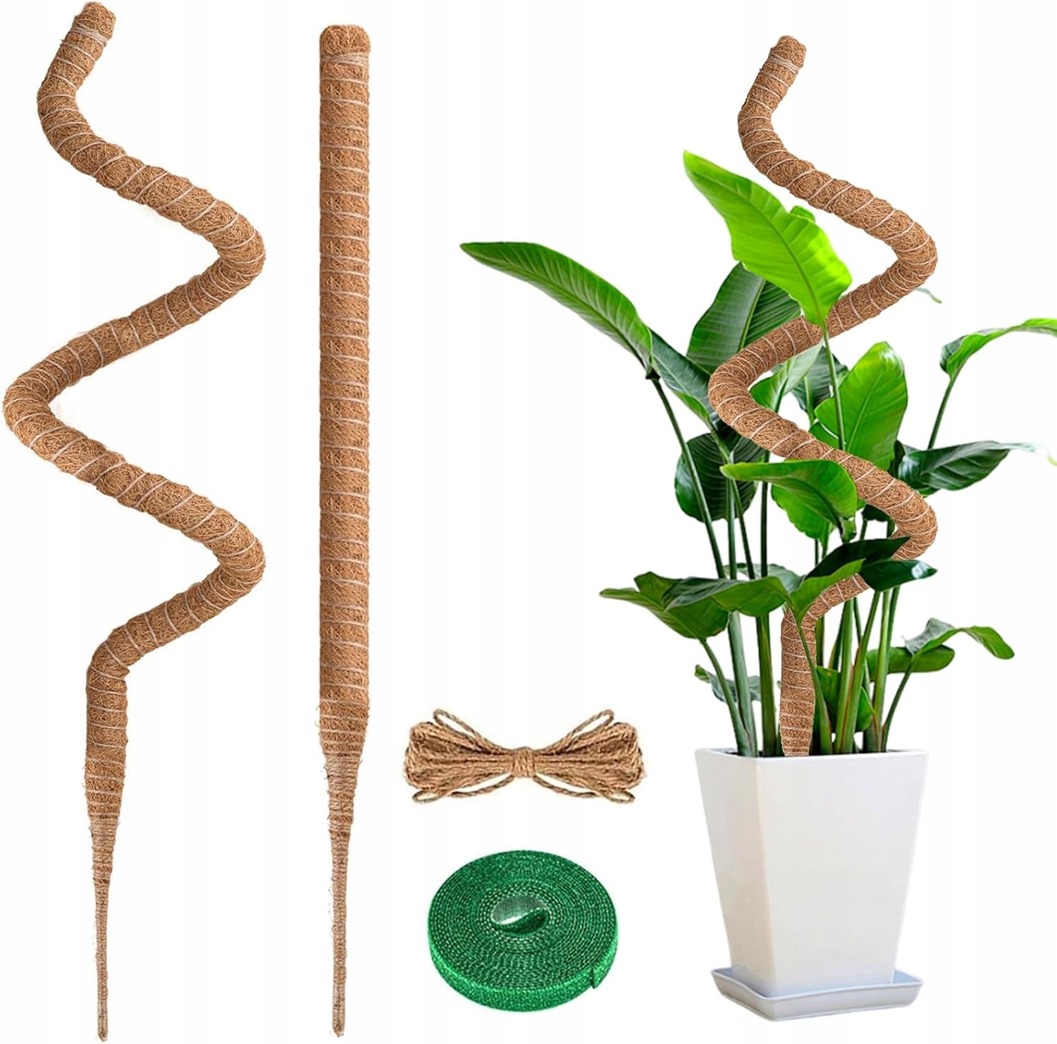 2 SZTUKI ELASTYCZNYCH PODPÓR DO ROŚLIN PNĄCYCH | 60CM, MONTERA, LINA