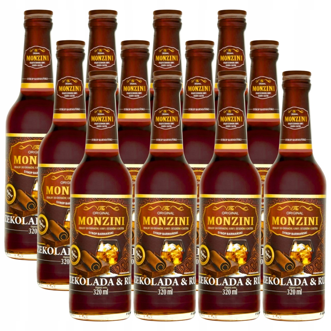 Levně Barmanský sirup Monzini Čokoláda a rumem 320 ml x 12 kusů