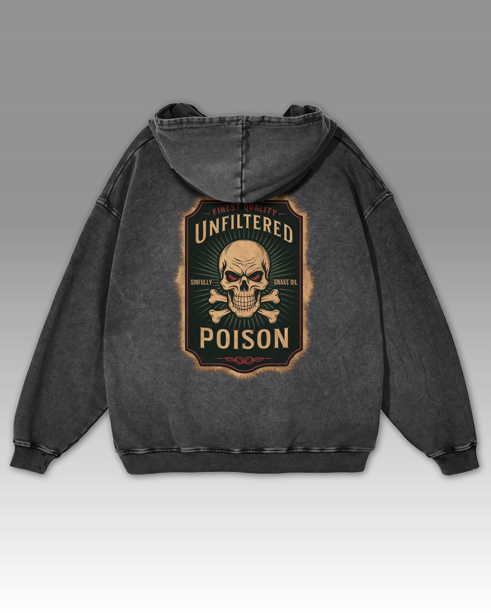 Nefiltrovaná Mikina Poison Lebka Nápis Dark Graphite L