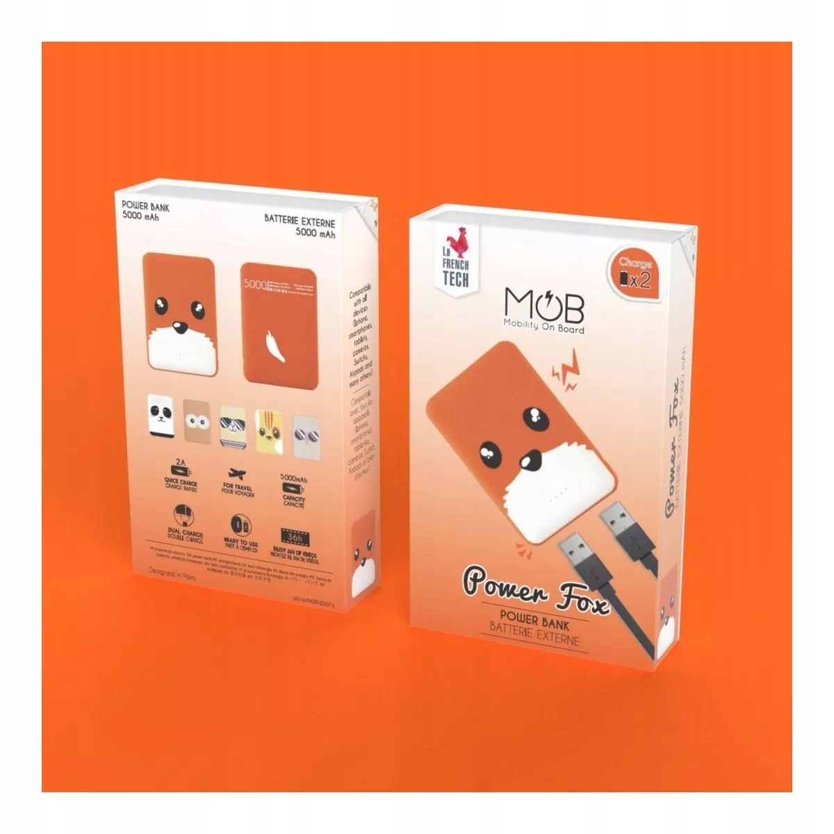 Powerbanka Liška 5000 mAh Mobility On Board nabíjení telefonu 2 porty Usb