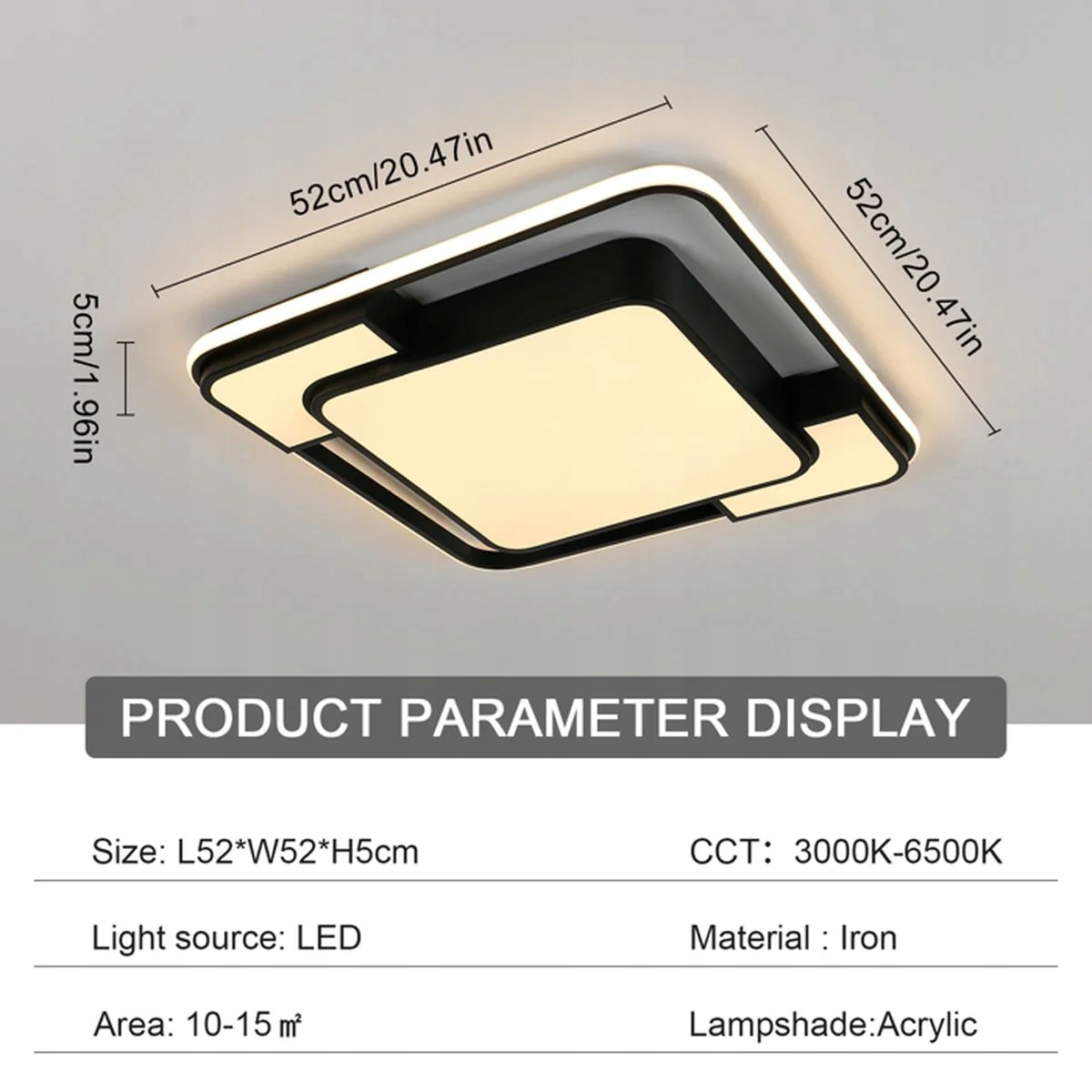 ŚCIEMNIALNA LAMPA SUFITOWA LED PLAFON LAMPA WISZACA CZARNA PILOT NOWOCZESNA Marka bez marki