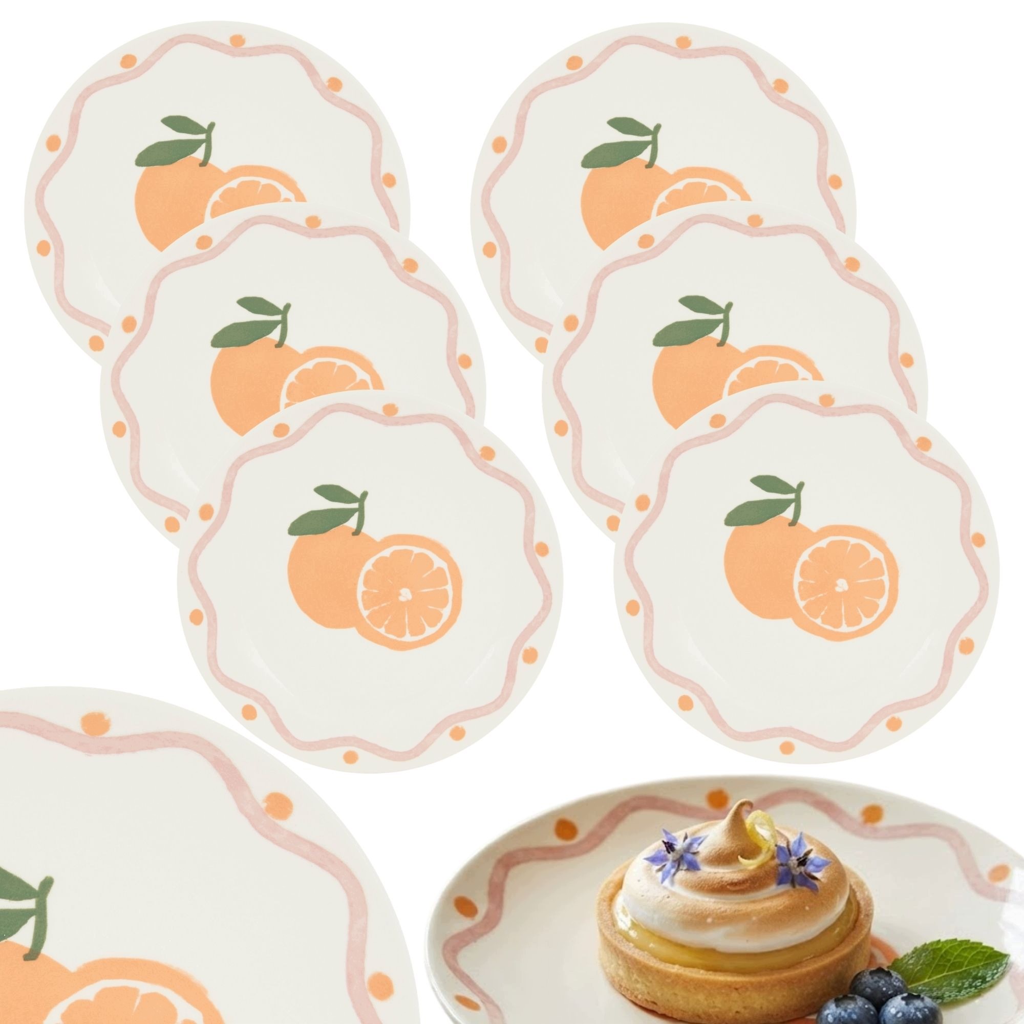 Komplet 6 Dezertních Talířů 19 cm Fruity Orange malé talířky nádobí