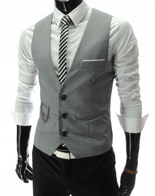 KLASYCZNA ELEGANCKA KAMIZELKA MĘSKA MODNA L