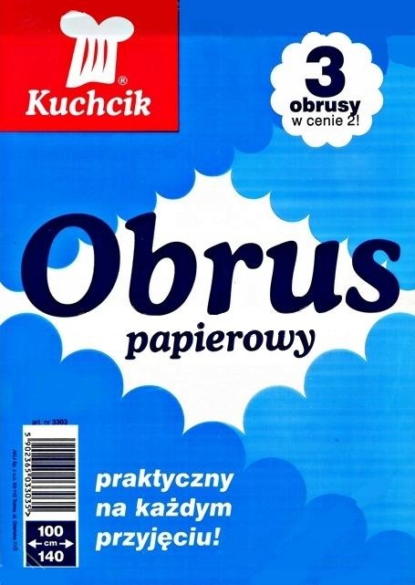 

Obrus papierowy Kuchcik Biały 100x140cm 3 sztuki