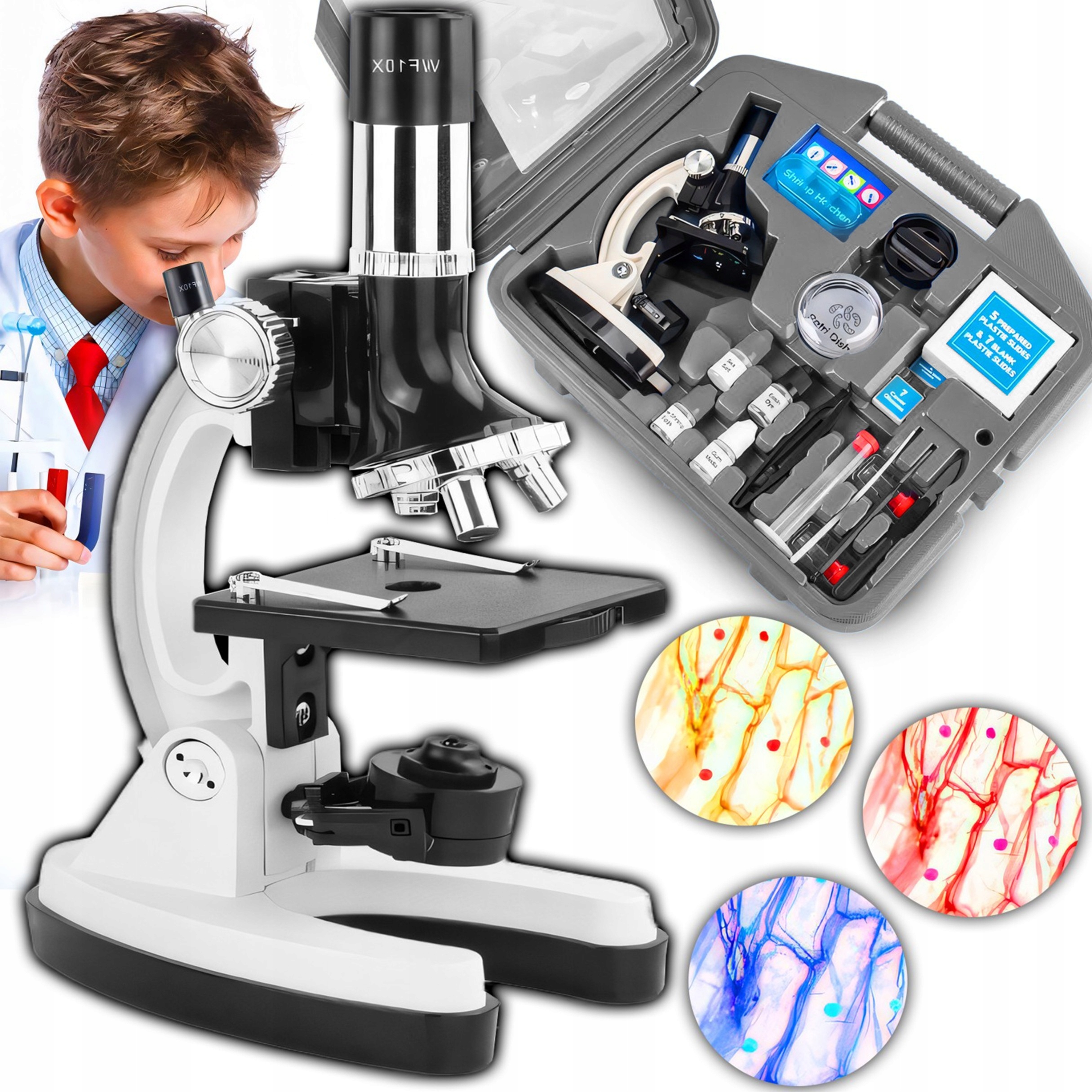 Optický Mikroskop Zoom 1200X Laboratorní Sada 3 Objektivů Příslušenství
