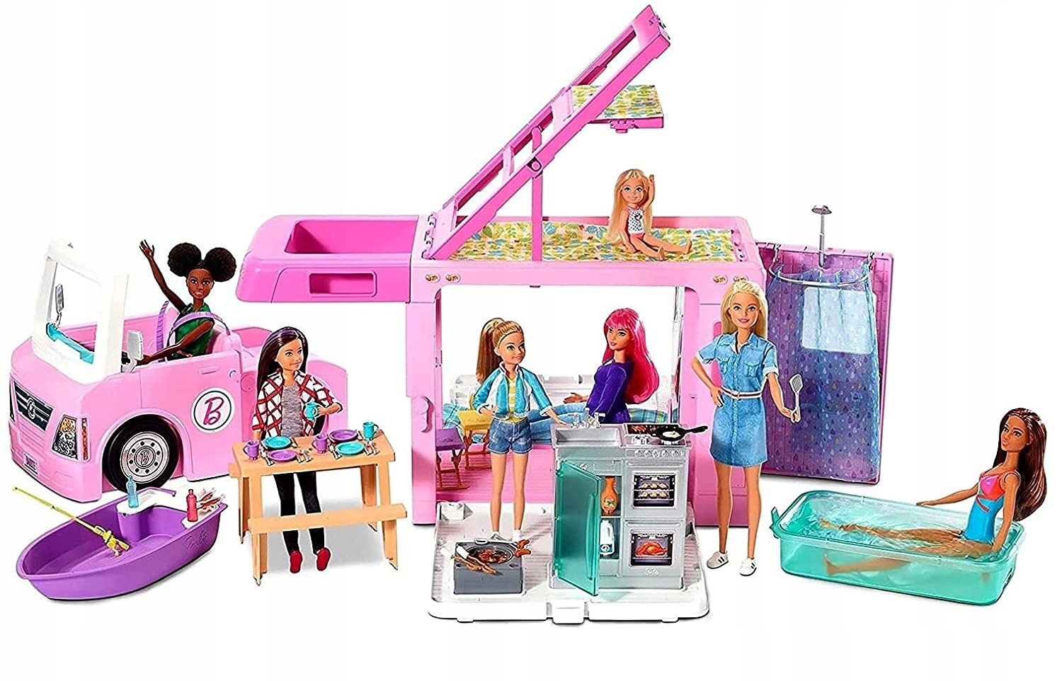 

Barbie Kamper Samochód Kempingowy 3W1 GHL93
