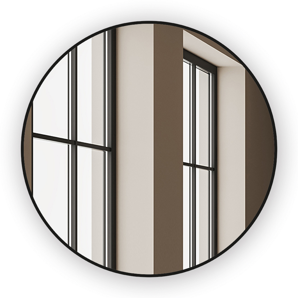 Lustro Okrągłe 80 cm w Czarnej Aluminiowej Ramie lustro ścienne