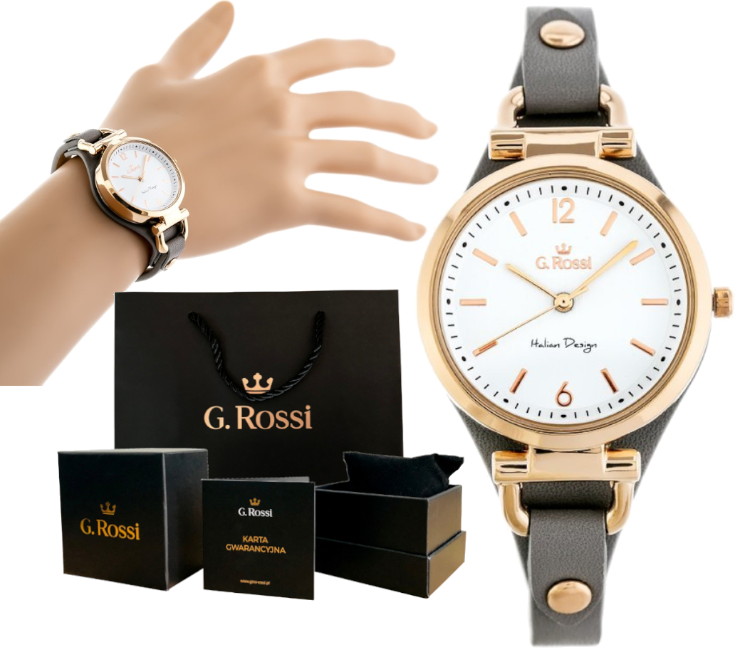

Śliczny Oryginalny Zegarek Damski G. Rossi + Box