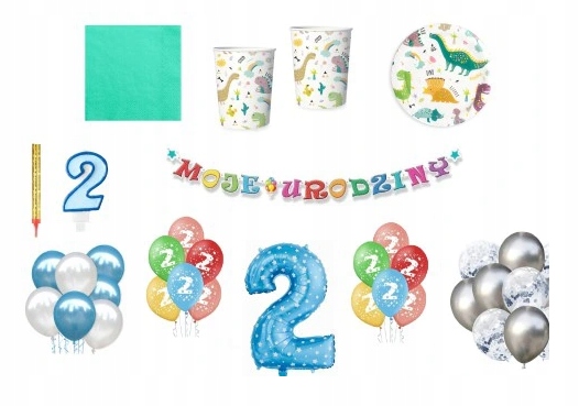 

Zestaw urodzinowy 2 urodziny Dinozaury Balony