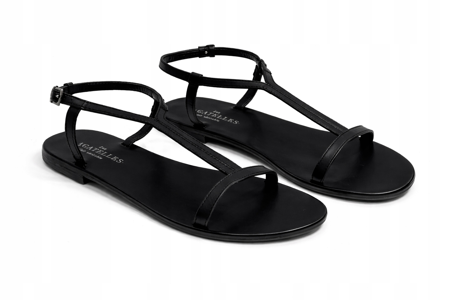 Les Gabatelles Černé Kožené Klasické Sandály S Pásky 39 3DA