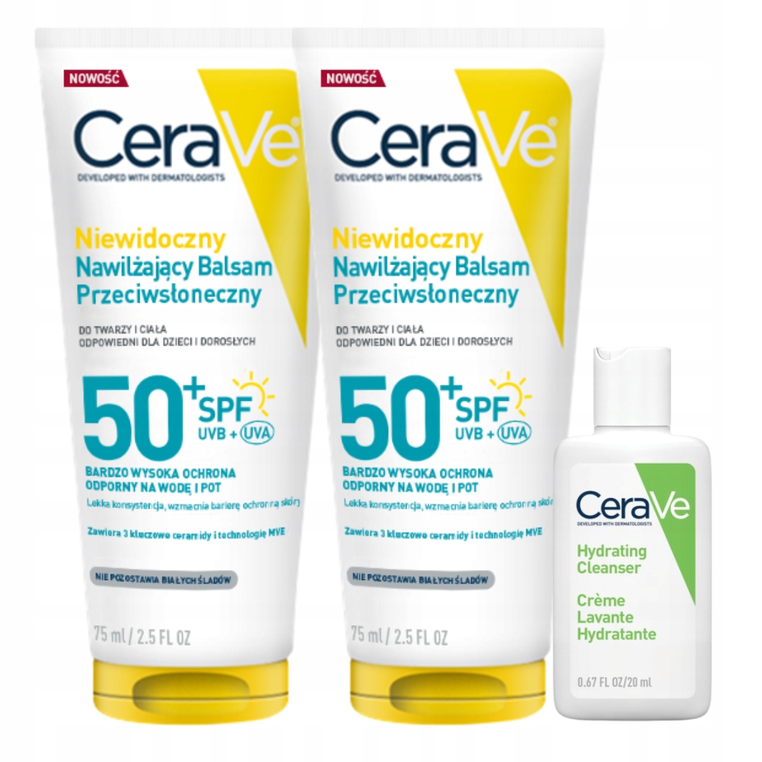 CeraVe Niewidoczny balsam przeciwsłoneczny SPF50+ 75ml 2 Pak