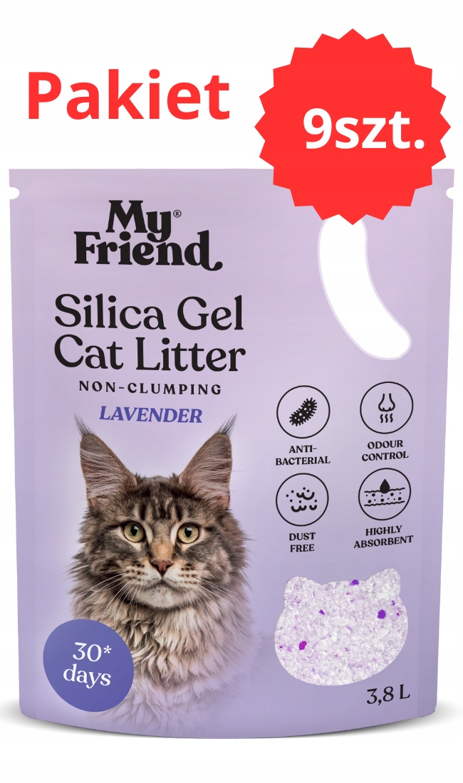 Levně My Friend silikonové stelivo pro kočky bezprašné pro alergiky, levandule 9x3,8 l